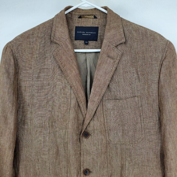 Banana Republic Modern Fit Linen Resort Casual Coastal Earthy Blazer Jacket 42R - Picture 10 of 11